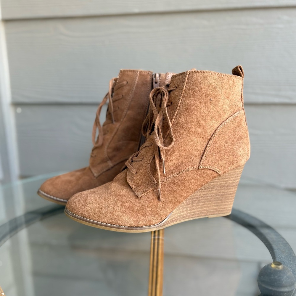 A New Day Cora Lace Up Wedge Booties